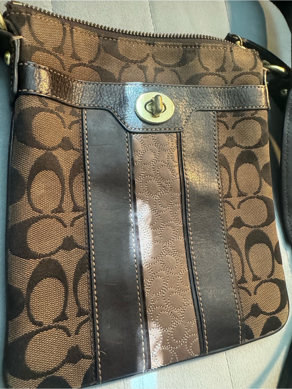 Coach Brown Signature Canvas Messenger Crossbody with Dark Brown Trim - Picture 2 of 7
